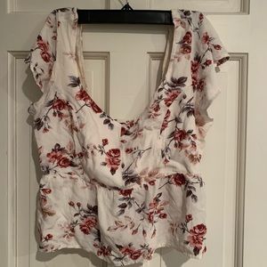 American Eagle flower flowy blouse